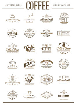 Big Set of Vector Coffee Elements and Coffee Accessories Illustration can be used as Logo or Icon in premium quality