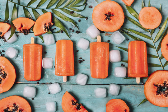 Homemade papaya ice lollies