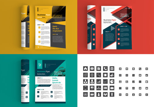 3 Corporate Flyer Layouts with Bright Accents
