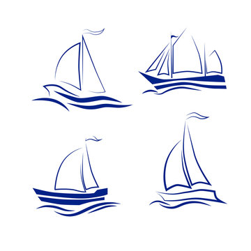   Travel by sea or ocean, a set of vector icons
