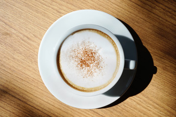 coffee on wood table