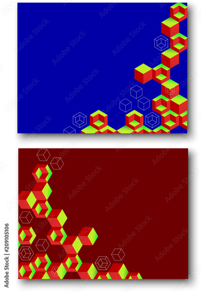 Wall mural blue and red backgrounds with abstract geometric pattern.