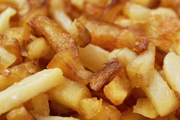 Fried potatoes close-up. Food background.