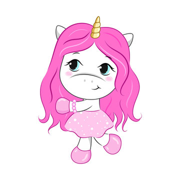 Vector cartoon unicorn girl.