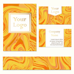 Business card, brochure, flyer and banner with marble texture. Luxury business card template. Vector illustration.