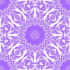 Floral Geometric Pattern with hand-drawing Mandala. Vector super illustration. For fabric, textile, bandana, scarg, print.