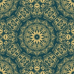 vector illustration. pattern with floral mandala, decorative border. design for print fabric, bandana