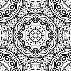Floral Geometric Pattern with hand-drawing Mandala. Vector super illustration. For fabric, textile, bandana, scarg, print.