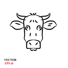 simple drawing of a cow's head. vector illustration