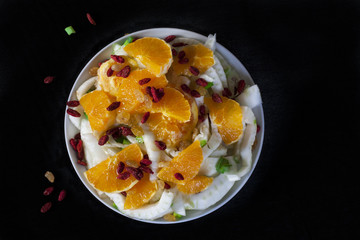 Italian salad from fennel, oranges, goji berries