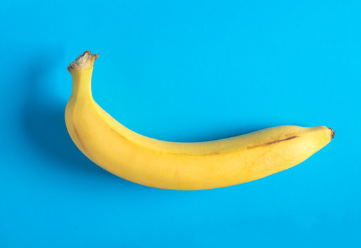 Banana on a blue colored background