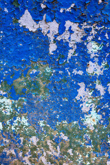 Fototapeta na wymiar Iron old antique background of dilapidated metal with blue paint in grunge rustic style