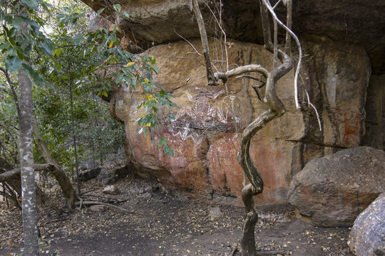 Rocks of Ubirr, Kakadu National Park, Northern Territories, Australia,07-18-2017, famous ancient aboriginal petroglyphs