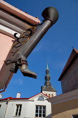 TALLINN, ESTONIA - Symbol of Long Boot street (Pikk Jalg) 