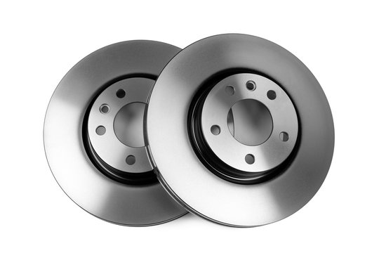 Steel brake discs, complete set. Isolate on white