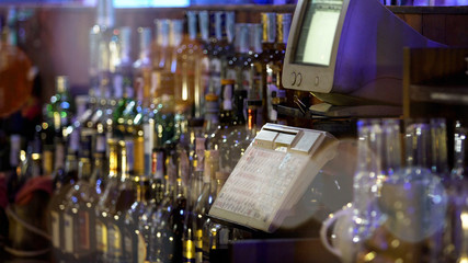 Cash register installed on counter for convenient servicing and payment of order