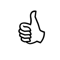Thumb up finger sign vector illustration isolated on grey background