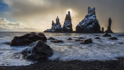 Reynisdrangar, iconic rocks in Reynisfjara beach