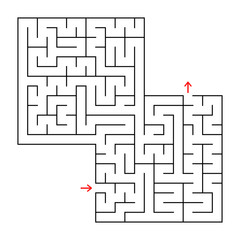 Abstract square isolated maze. Black color. An interesting and useful game for children and adults. Simple flat vector illustration. With a place for your image