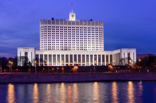 house of the government of the Russian Federation, beautiful night view, Moscow, Russia
