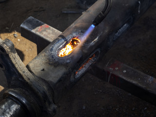 Man using gas welding