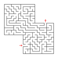 Abstract square isolated maze. Black color. An interesting and useful game for children and adults. Simple flat vector illustration. With a place for your image