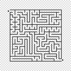 Abstract square maze. An interesting game for children and teenagers. A simple flat vector illustration isolated on a transparent background.