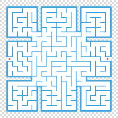 Abstract square maze. An interesting game for teenagers and adults. A simple flat vector illustration isolated on a transparent background.