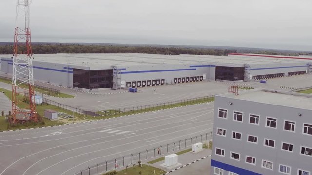 Aerial view of the logistics warehouses