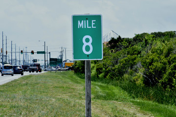 Mile marker 8 sign on Outer Banks North Carolina