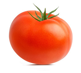 Fresh tomato isolated on white background with clipping path