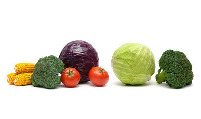 ripe vegetables on a white background