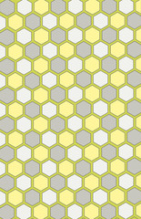 Honeycomb seamless pattern. Colors: gray, yellow, white
