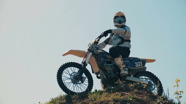 A hurst with a professional racer and his motorcycle on it