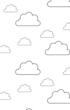 Clouds line art icon. Art illustration isolated on white background