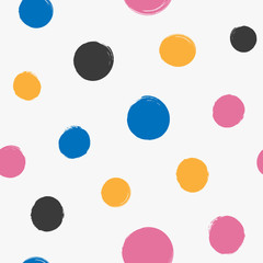 Grunge seamless pattern with repeated round spots. Sketch, watercolor, paint.