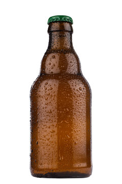 Small Brown Beer Bottle Isolated On White Background