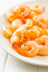 Tasty marinated shrimps.