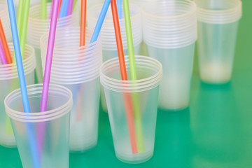  Empty plastic disposable cups.