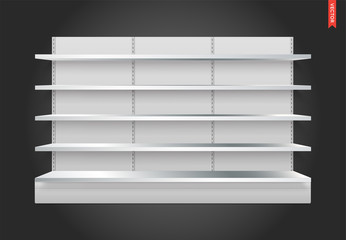 Empty Vector Store Shelves with Background. Can be used separately.