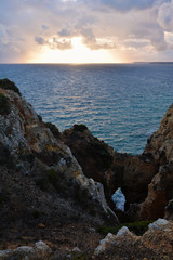 Amazing and unique cliffs formation with  sea arches, grottos and smugglers caves in Lagos, Algarve, Portugal