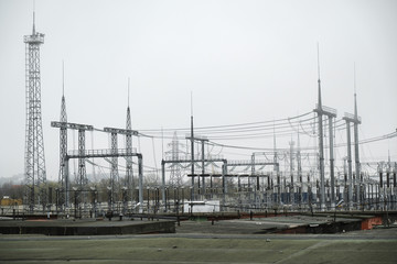 power line at the power substation