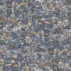 Seamless pattern of brown brick stone wall. Old grungy rough texture on facade of building. Horizontal wide brickwork fence.