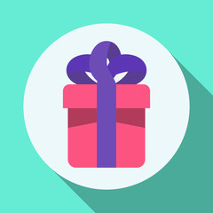 Vector flat colorful gift box icon with baw