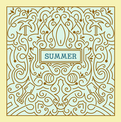 summer label with swirls ornaments