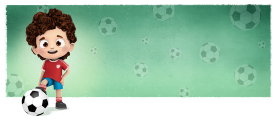 niño con balon de futbol © childrendrawings