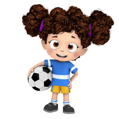 niña futbolista con balon © childrendrawings