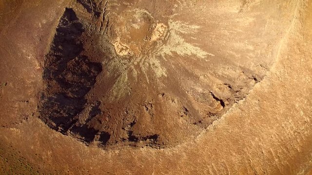 Aerial view of the volcano crater in Caldera de Gairia at Fuerteventura.