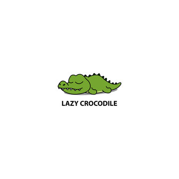 Lazy crocodile sleeping icon, logo design, vector illustration