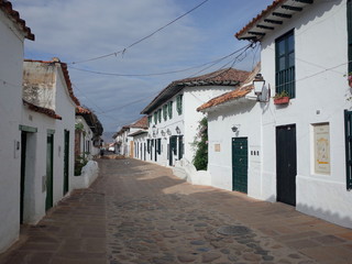 A traditional street in Villa de Leyva, Colombia